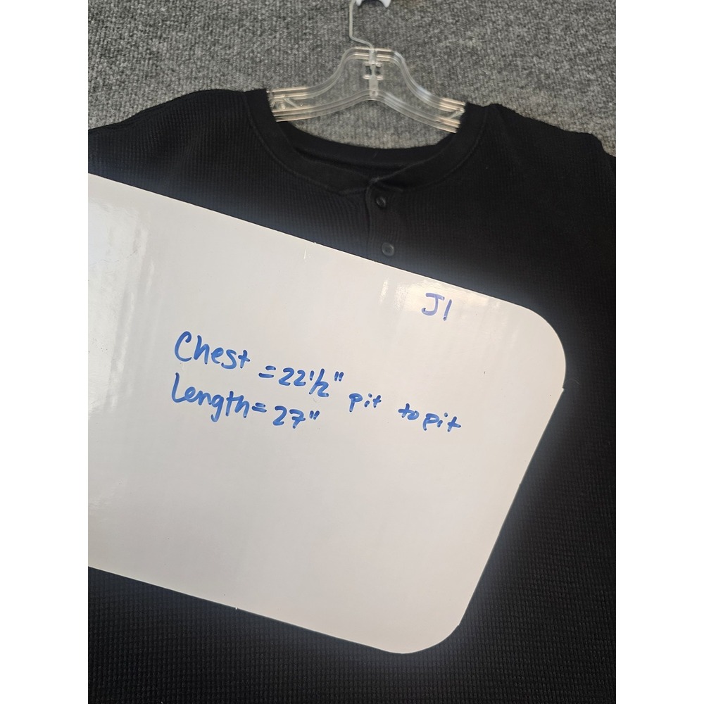 Everlane Men's Henley Waffle Knit Thermal Shirt Size XL Black Organic Cotton - Picture 7 of 7
